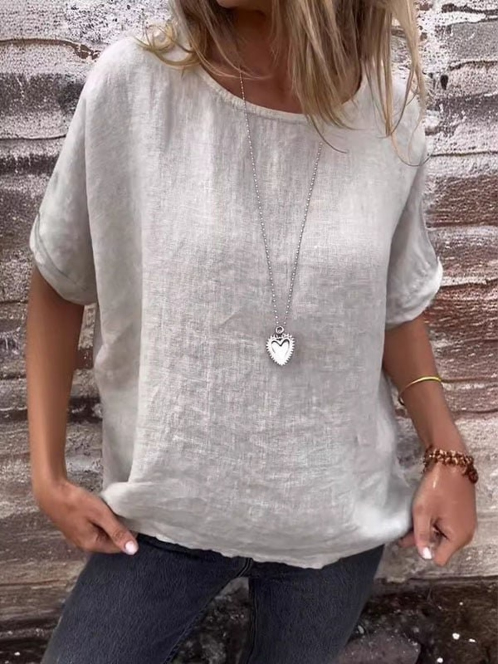 100% linen made in Italy White Short Sleeve Tunic with Eyelet Hem back details M - Picture 5 of 5